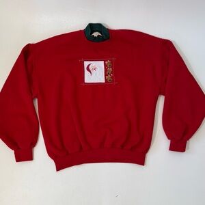 Vintage Pleasant Shade Embroidered Santa Christmas Pullover Sweater Size XL